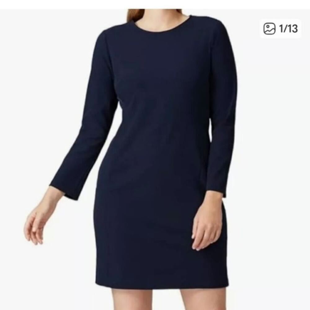 Of Mercer New York Size 8 Morgan Dress in Navy Blue Office Career Long Sleeve